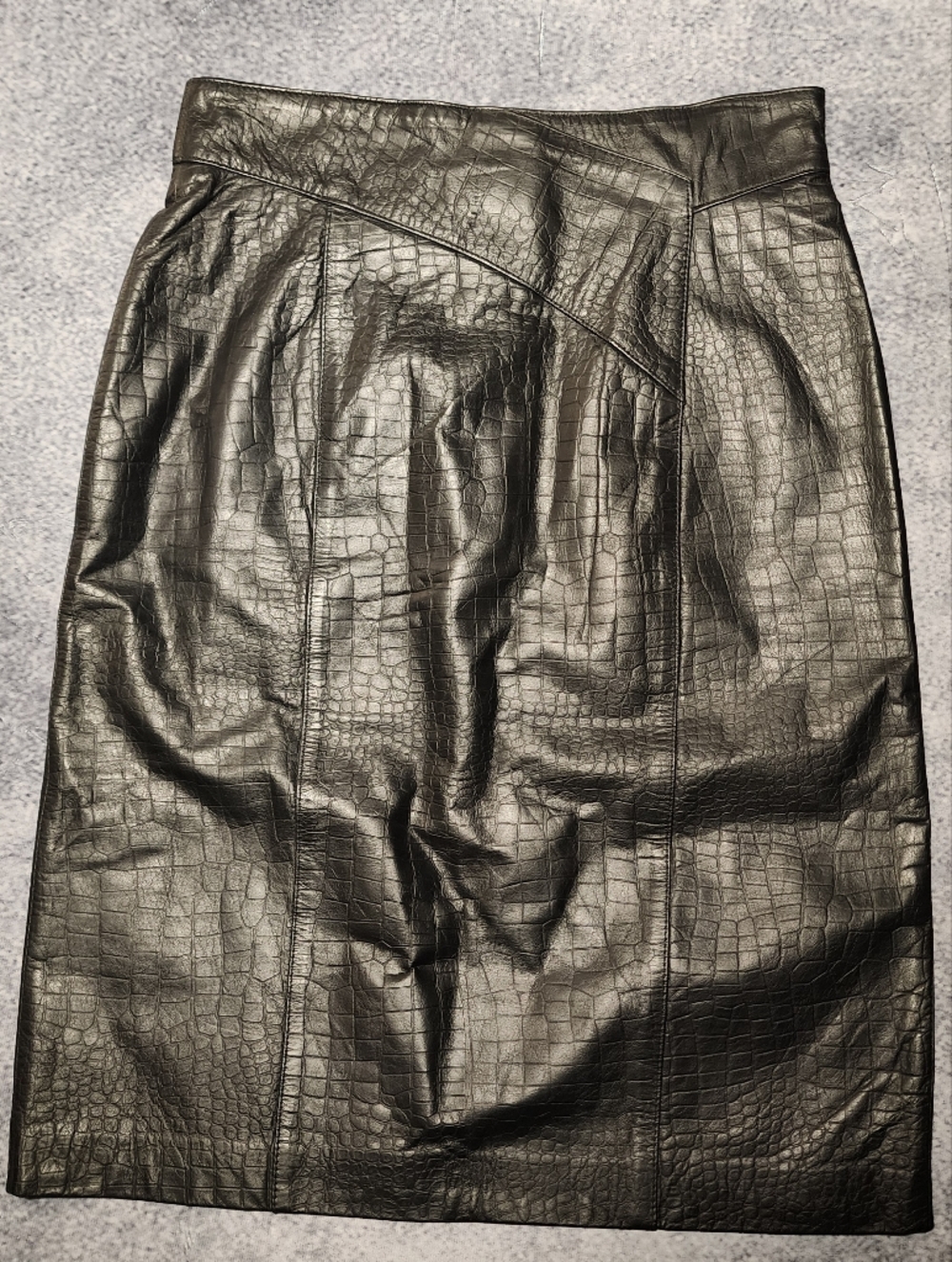 Vintage Black Leather Pencil Skirt